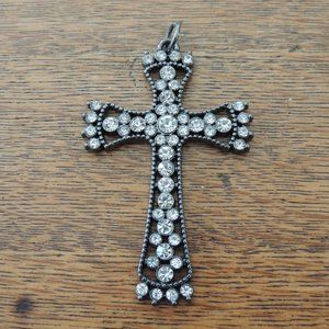 Gothic Cross Pendant Rhinestones Statement
